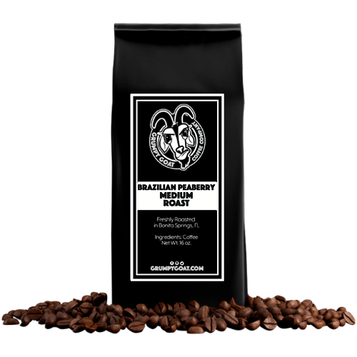 Brazilian Peaberry Coffee Beans roasted by Grumpy Goat Coffee