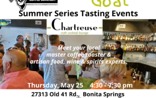 Grumpy Goat Coffee Wandering Goat tasting event at Chartreuse in Bonita Springs